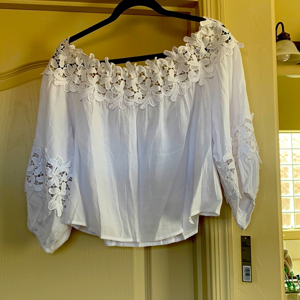New never worn white off the shoulder crop top